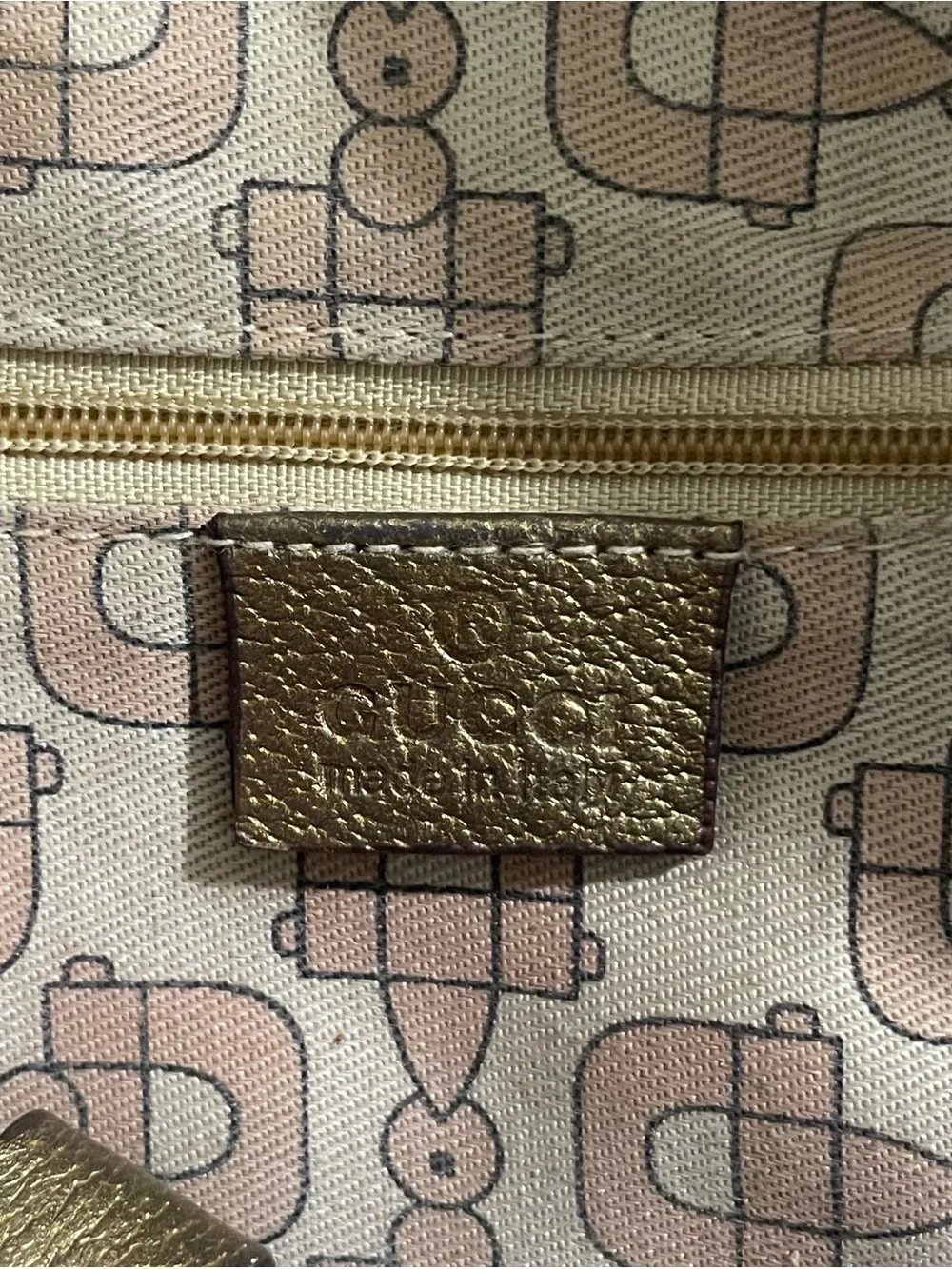 GUCCI Signature GG Monogram METALLIC GOLD Leather AVIATRIX Boston BAG Purse - Picture 7 of 8